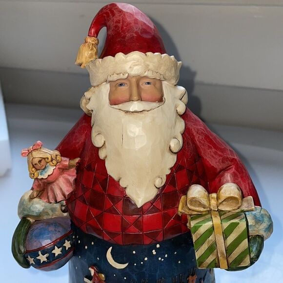 New in Box Jim Shore 2008 Up On The Housetop Santa on Housetop Figurine - Picture 2 of 6